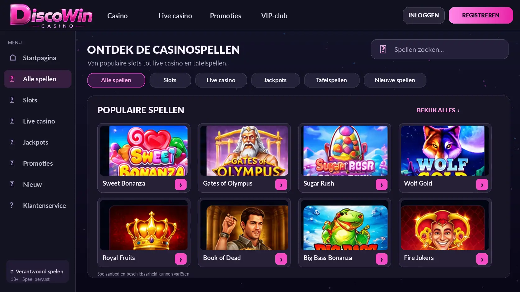 DiscoWin Casino Nederland: Slots, Live Casino en Uitbetalingen image 3